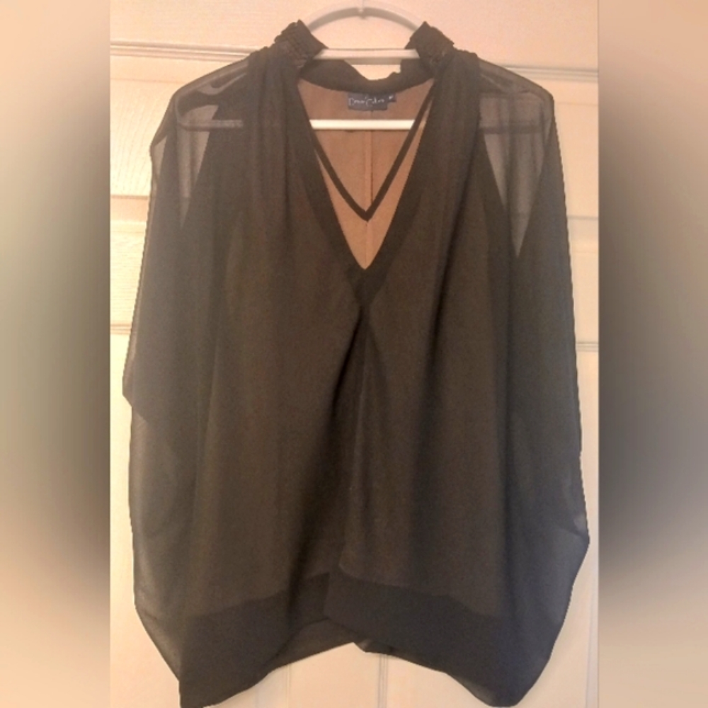 Dream Colture Sheer dbl layer bat- wing top